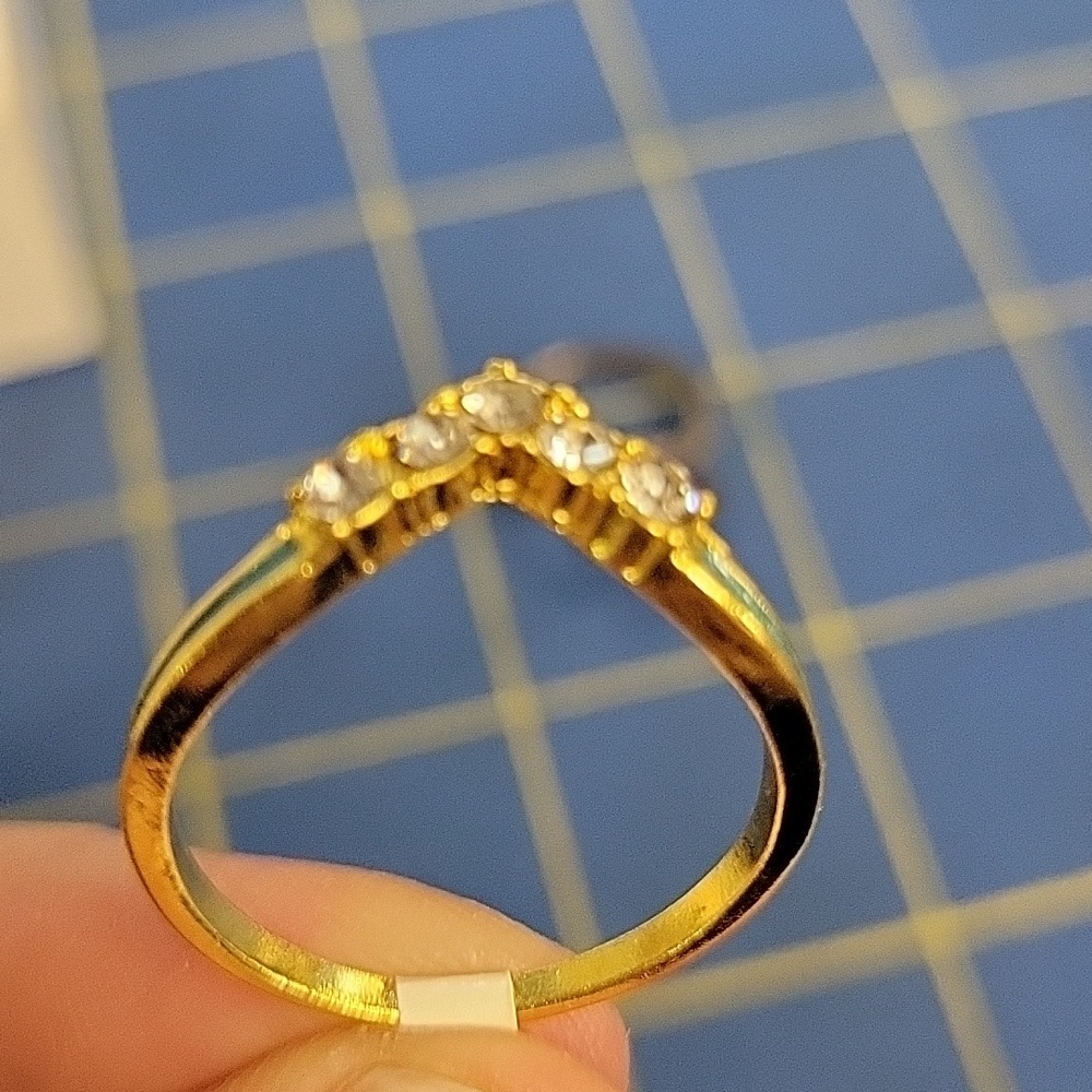Rhinestone & Teal Accent Gold Tone Ring - Picture 4 of 5
